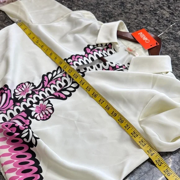 Intempo Cream Blouse with Black & Pink Graphic Trim NEW XXL - Picture 7 of 11